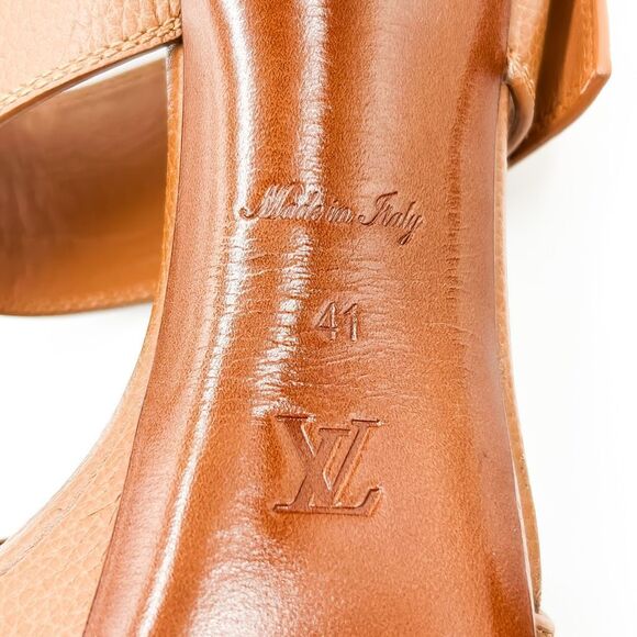 Louis Vuitton Horizon LV Leather Platform Sandal Cognac Size EU 41, US 11 - Picture 9 of 14